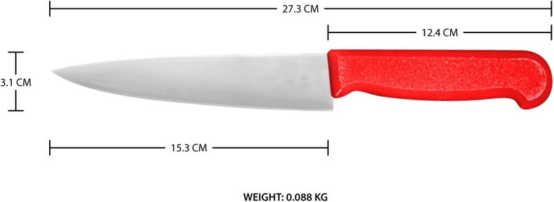 Kitchen Master 6 Inch Stainless Steel Professional Chef Knife (Red) | NSF Certified for Raw Meat Preparation - Image 2